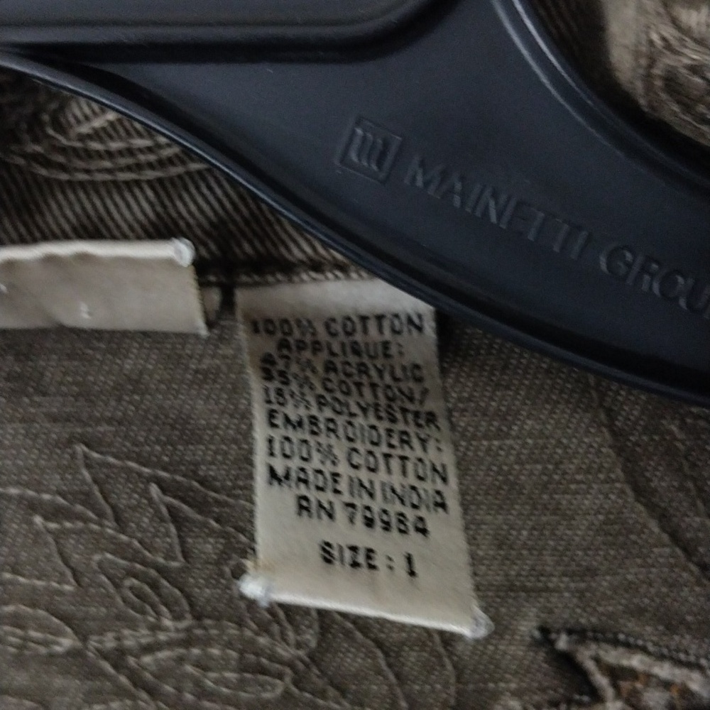Chico's Brown Embroidered Jean Jacket - Picture 6 of 11
